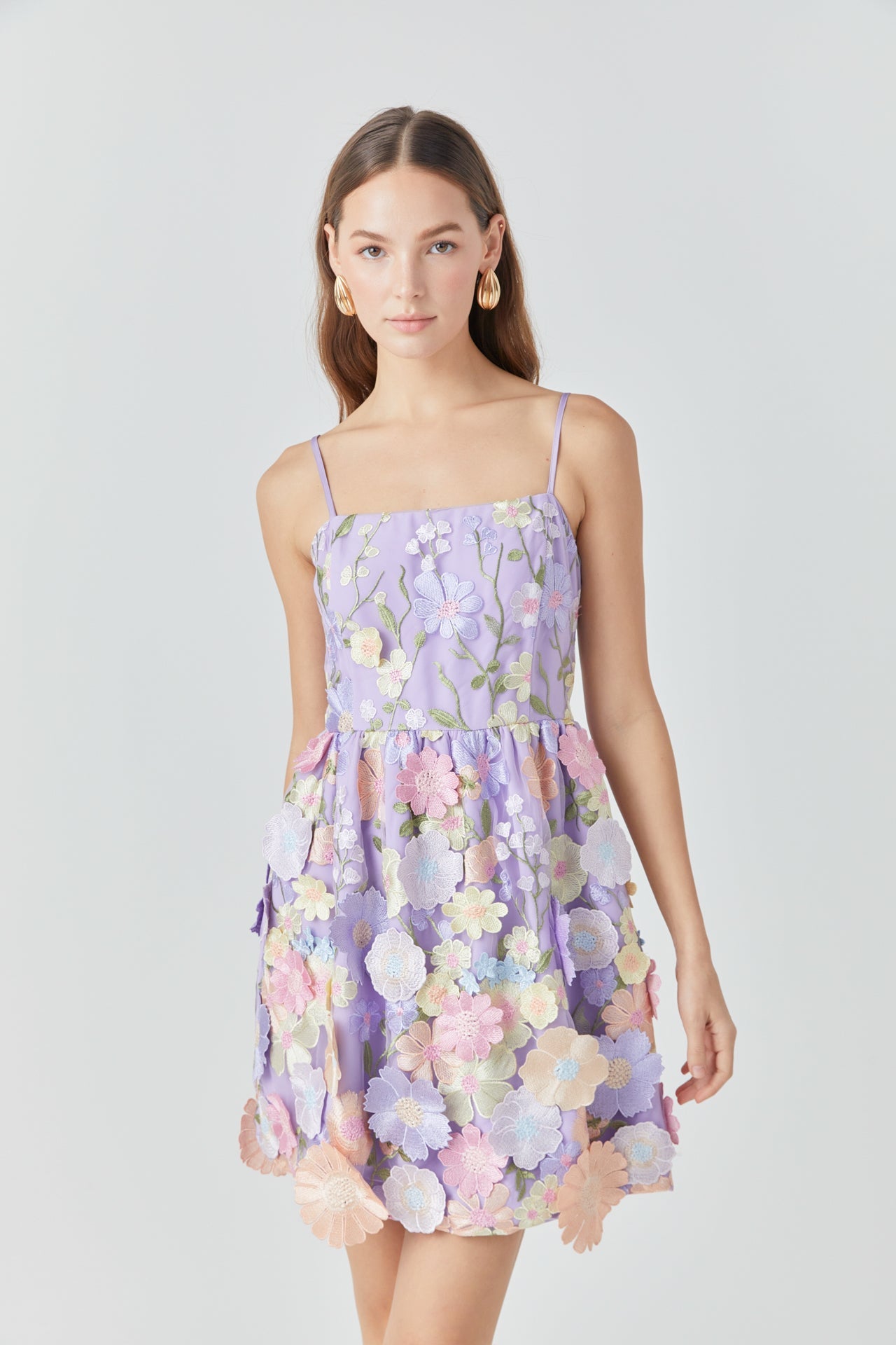 ENDLESS ROSE - Endless Rose - Lavender Floral Bloom Embroidered Mini Dress - DRESSES available at Objectrare