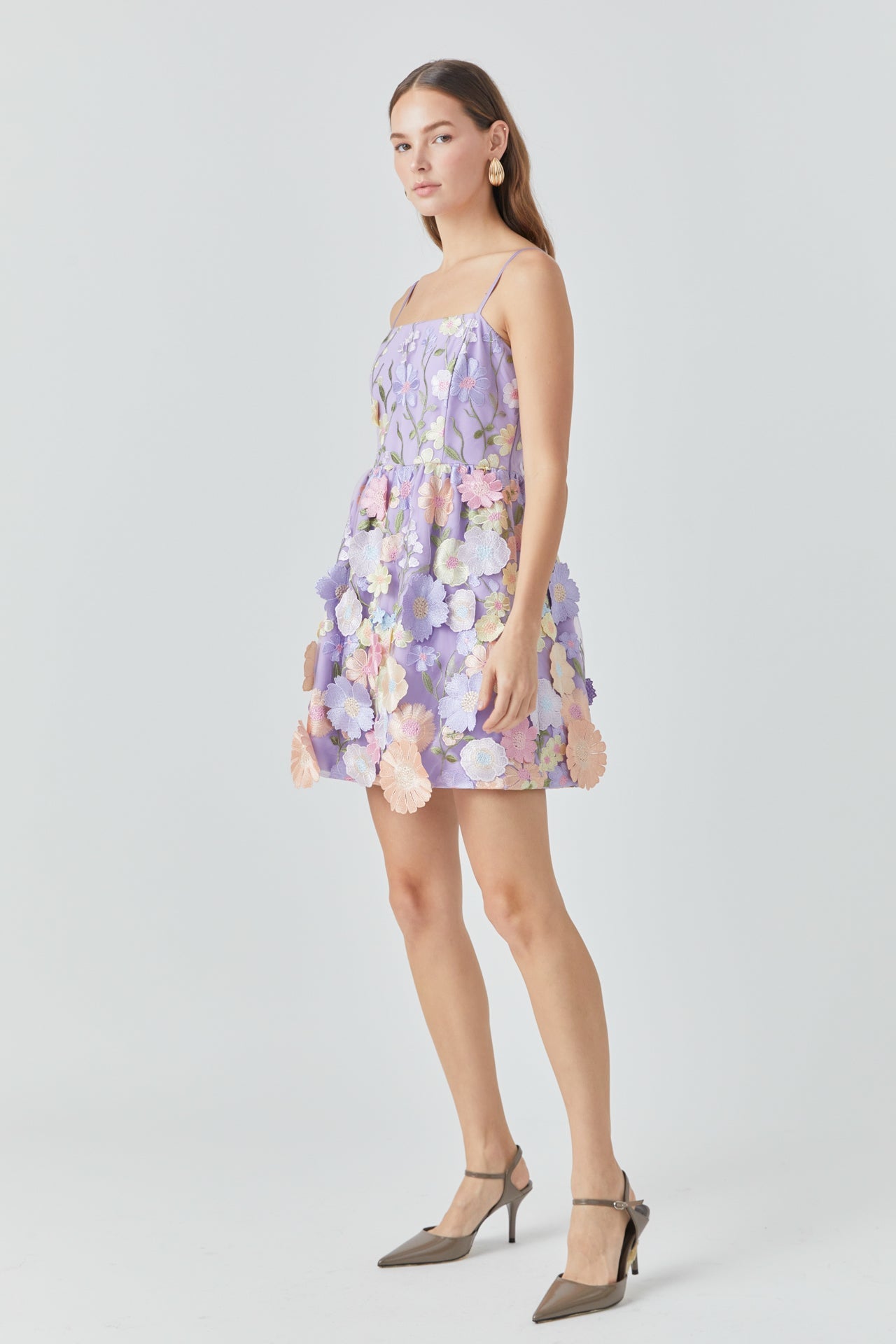 ENDLESS ROSE - Lavender Floral Bloom Embroidered Mini Dress - DRESSES available at Objectrare