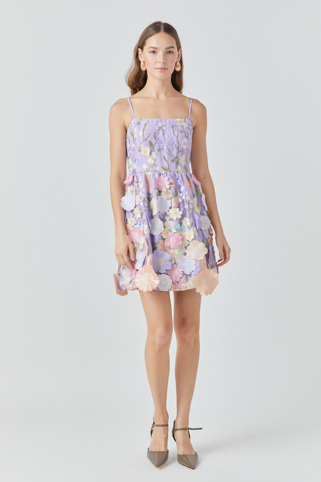 ENDLESS ROSE - Lavender Floral Bloom Embroidered Mini Dress - DRESSES available at Objectrare