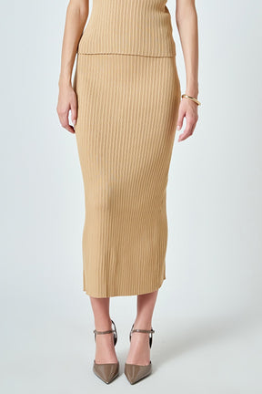 ENDLESS ROSE - Ribbed Slit Maxi Skirt - SKIRTS available at Objectrare