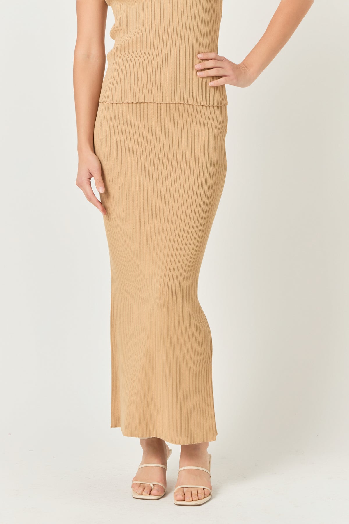 ENDLESS ROSE - Ribbed Slit Maxi Skirt - SKIRTS available at Objectrare