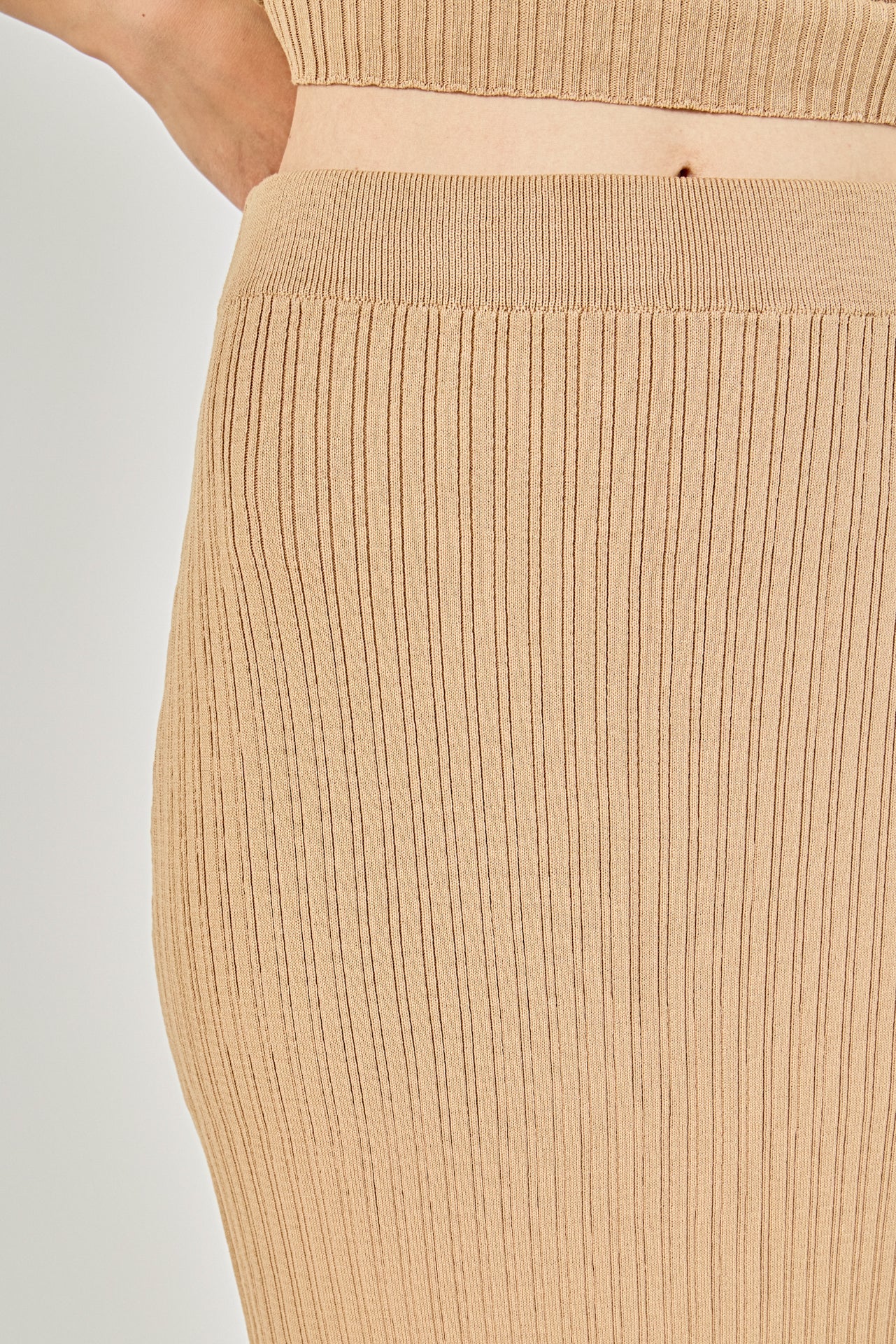ENDLESS ROSE - Ribbed Slit Maxi Skirt - SKIRTS available at Objectrare