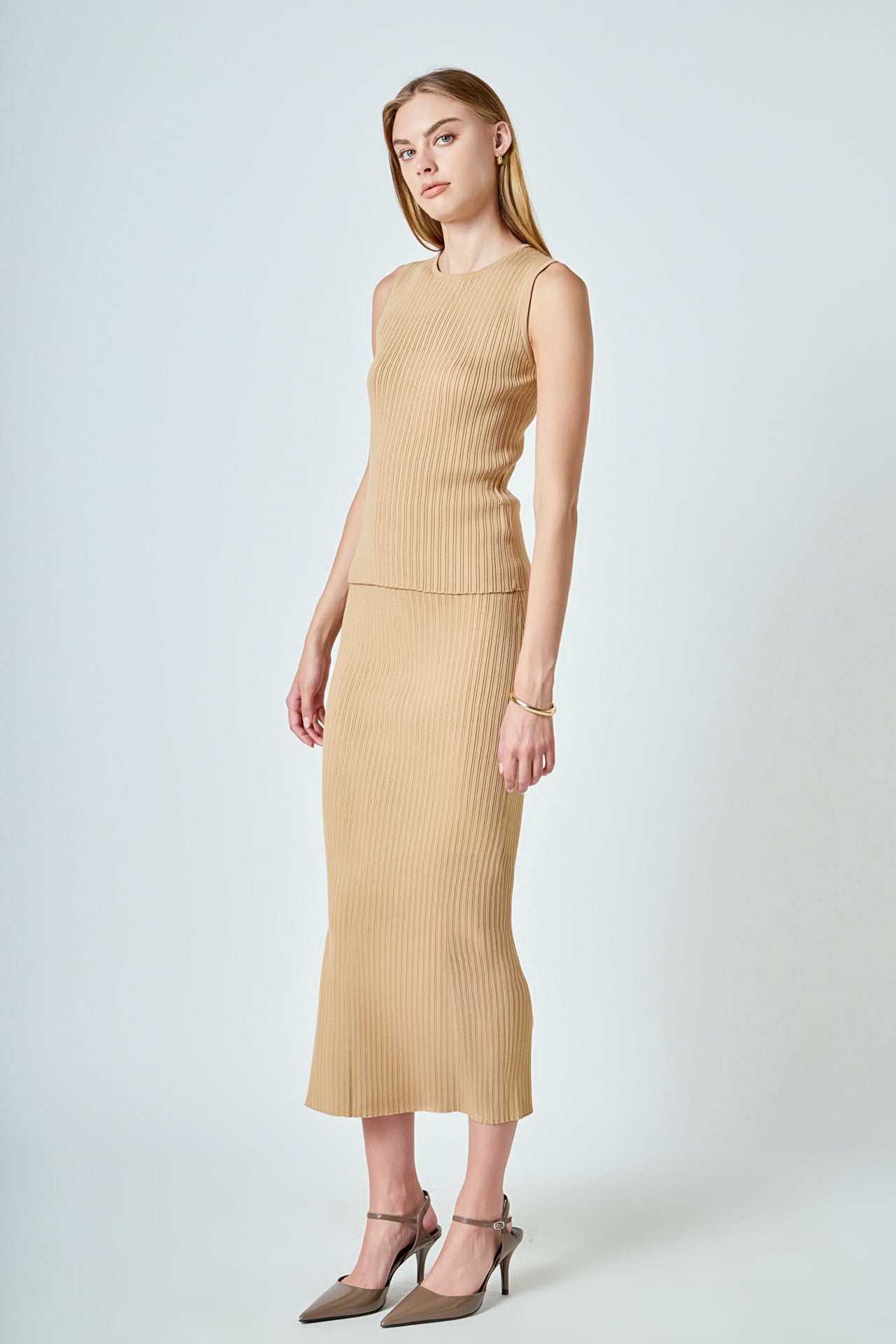 ENDLESS ROSE - Ribbed Slit Maxi Skirt - SKIRTS available at Objectrare