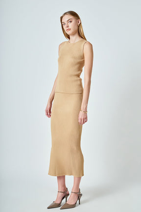 ENDLESS ROSE - Ribbed Slit Maxi Skirt - SKIRTS available at Objectrare