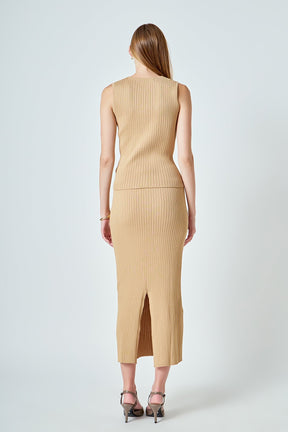 ENDLESS ROSE - Ribbed Slit Maxi Skirt - SKIRTS available at Objectrare