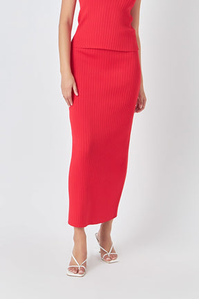 ENDLESS ROSE - Ribbed Slit Maxi Skirt - SKIRTS available at Objectrare