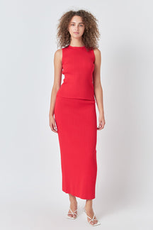 ENDLESS ROSE - Ribbed Slit Maxi Skirt - SKIRTS available at Objectrare