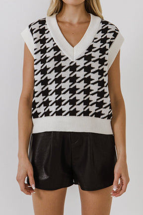 ENDLESS ROSE - Endless Rose - Houndstooth Sweater Vest - VESTS available at Objectrare