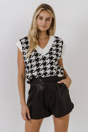 ENDLESS ROSE - Houndstooth Sweater Vest - TOPS available at Objectrare