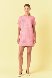 ENDLESS ROSE - Endless Rose - Buttoned Tweed Shift Dress - DRESSES available at Objectrare