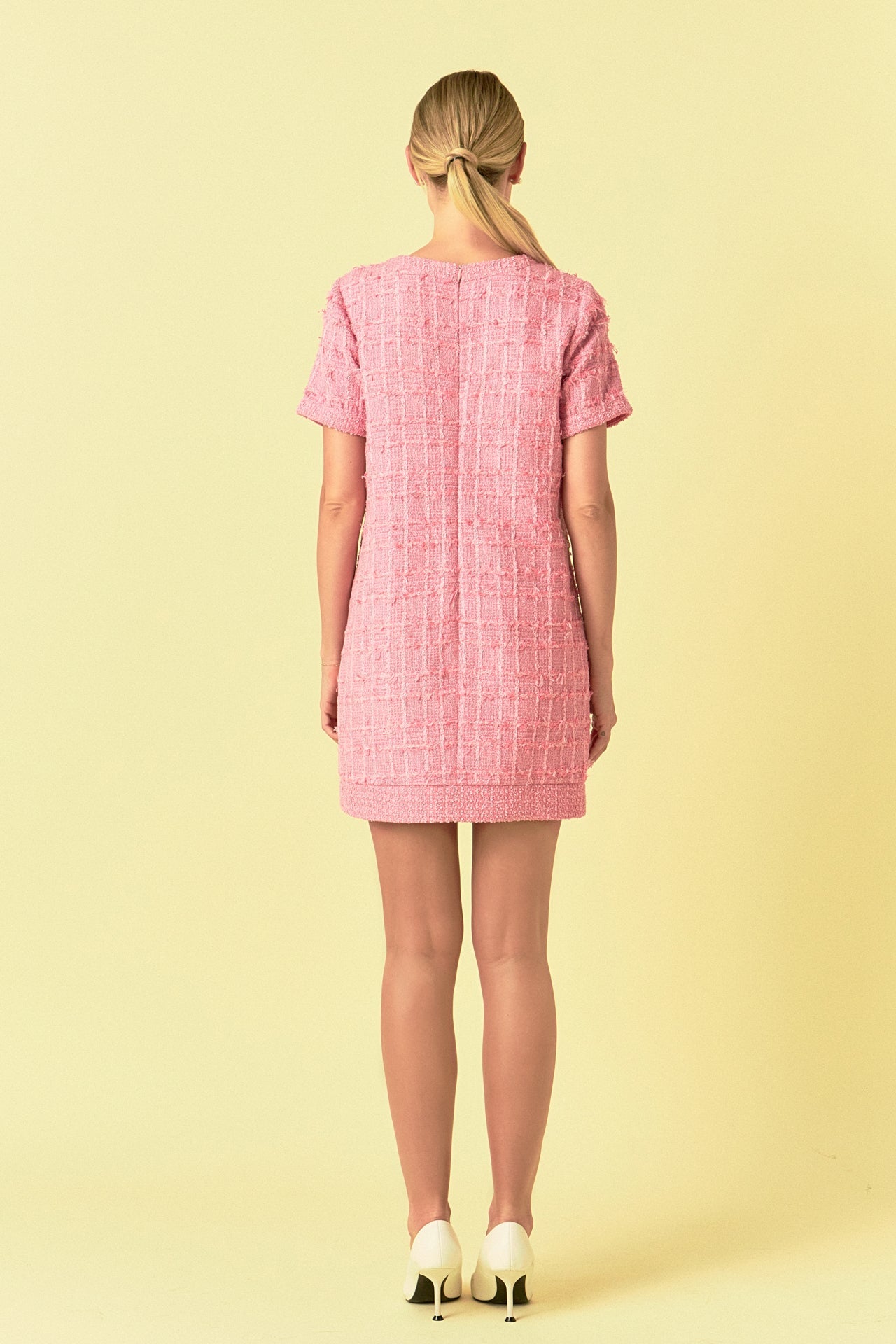 ENDLESS ROSE - Buttoned Tweed Shift Dress - DRESSES available at Objectrare