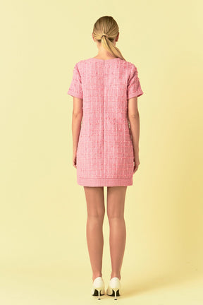 ENDLESS ROSE - Buttoned Tweed Shift Dress - DRESSES available at Objectrare