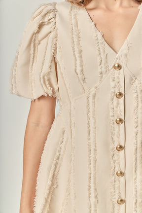 ENGLISH FACTORY - Textured Buttoned Mini Dress - DRESSES available at Objectrare