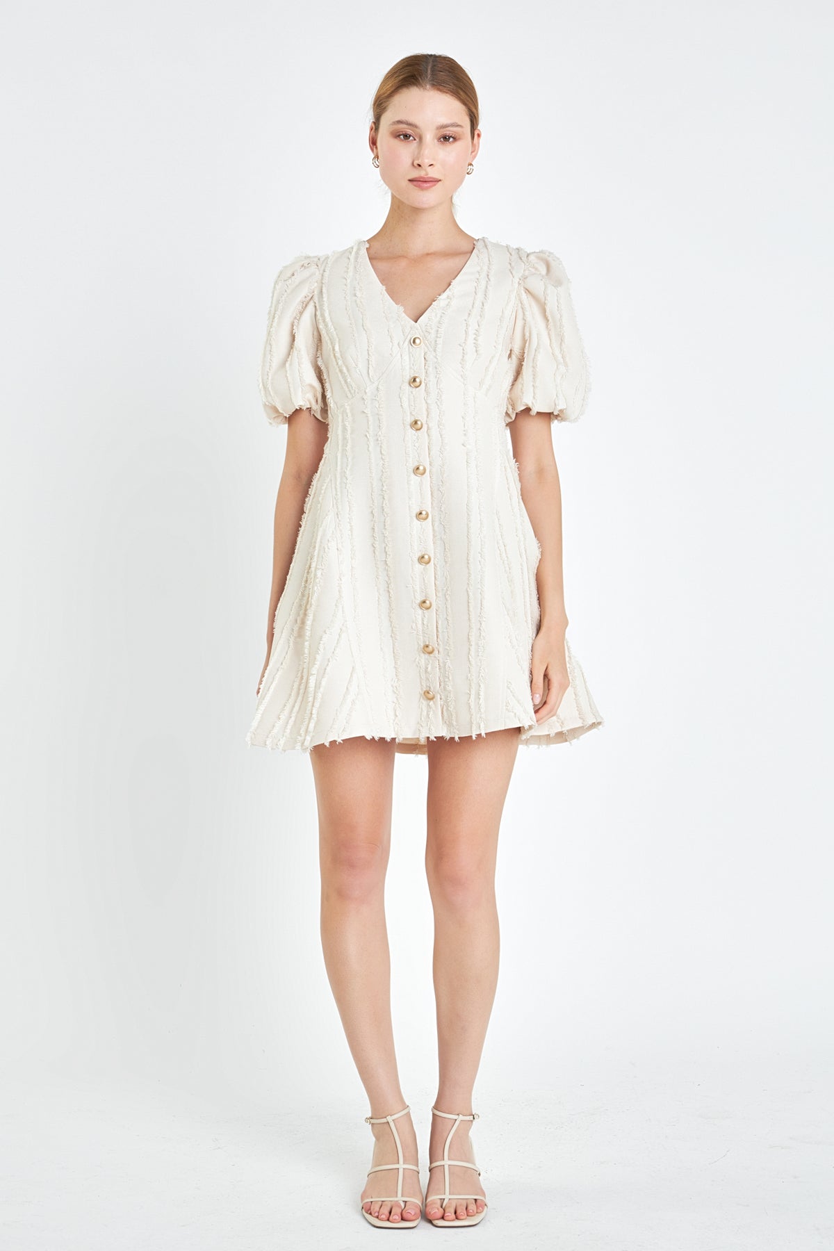 ENGLISH FACTORY - Textured Buttoned Mini Dress - DRESSES available at Objectrare