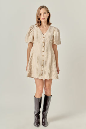 ENGLISH FACTORY - Textured Buttoned Mini Dress - DRESSES available at Objectrare