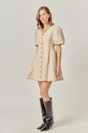 ENGLISH FACTORY - Textured Buttoned Mini Dress - DRESSES available at Objectrare