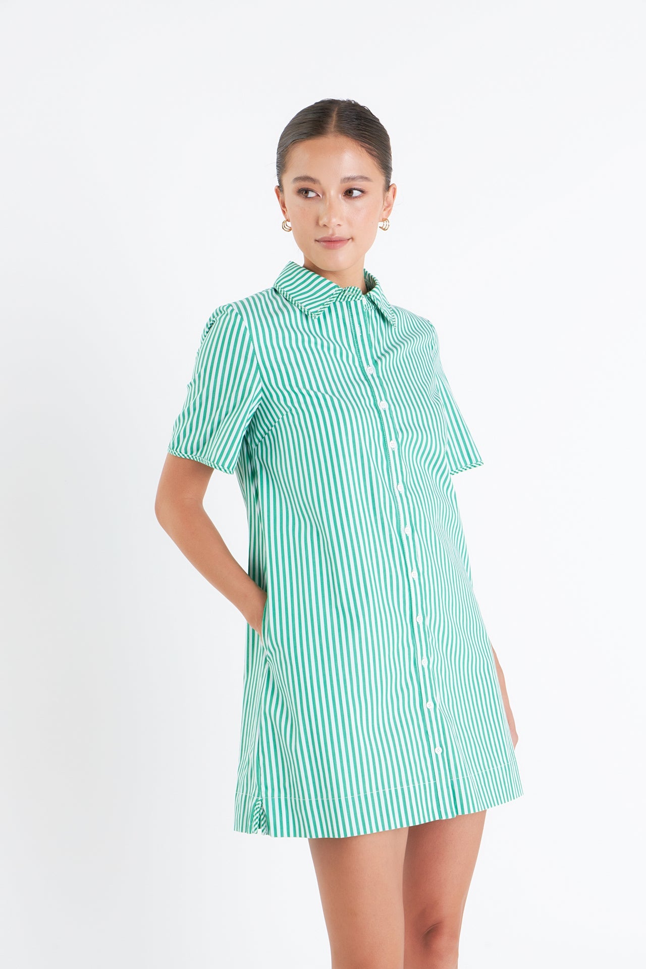 ENGLISH FACTORY - English Factory - Striped Binded Wide Sleeve Mini Dress - DRESSES available at Objectrare