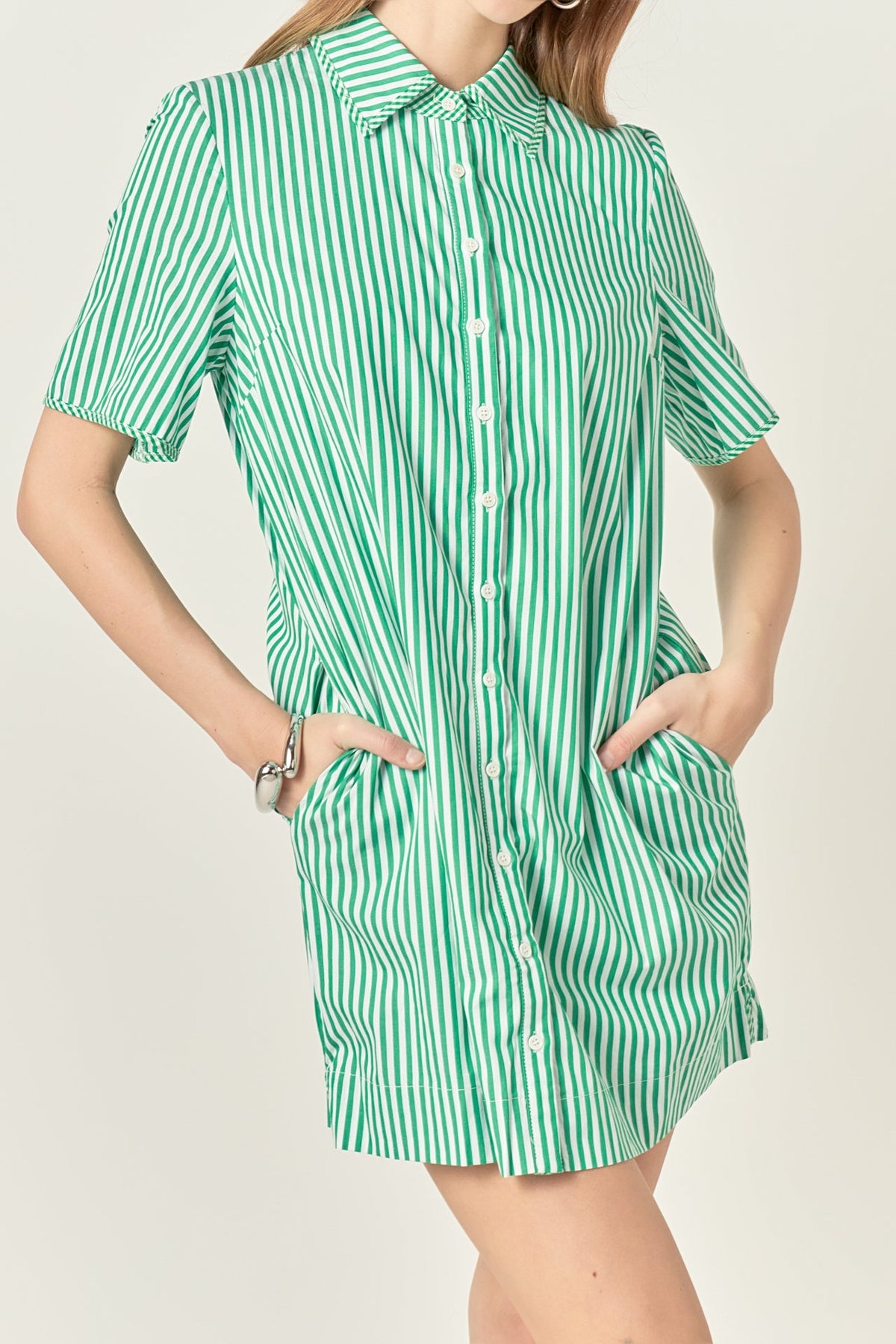 Striped Binded Wide Sleeve Mini Dress