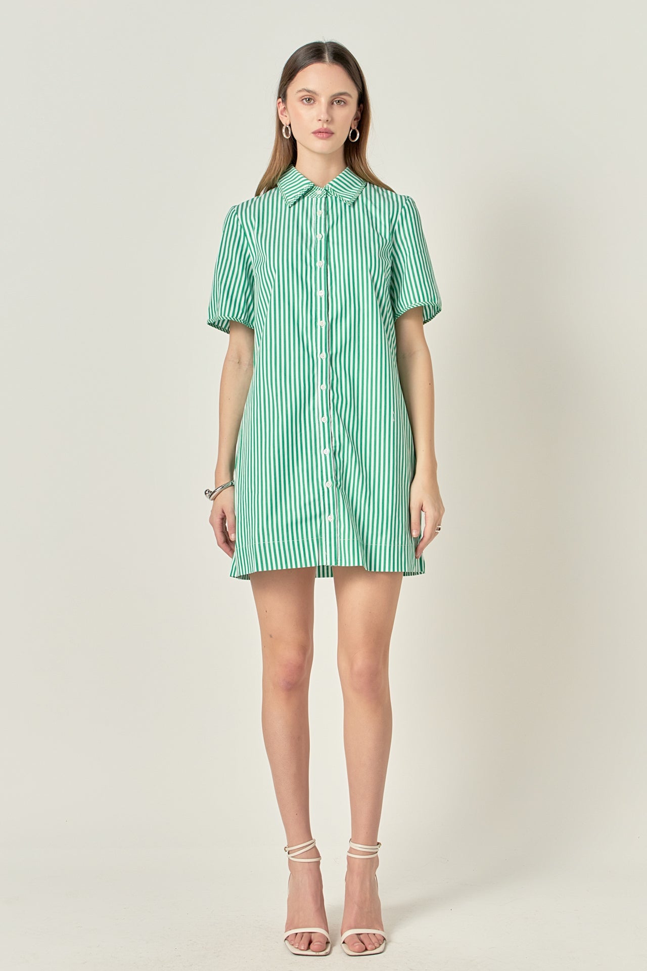 Striped Binded Wide Sleeve Mini Dress