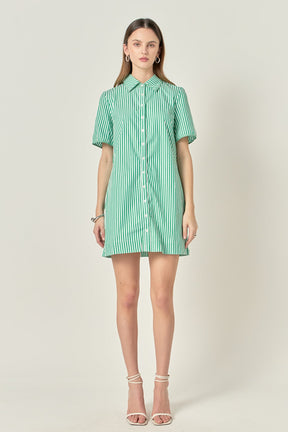 Striped Binded Wide Sleeve Mini Dress