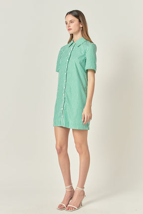 Striped Binded Wide Sleeve Mini Dress
