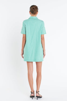 ENGLISH FACTORY - English Factory - Striped Binded Wide Sleeve Mini Dress - DRESSES available at Objectrare