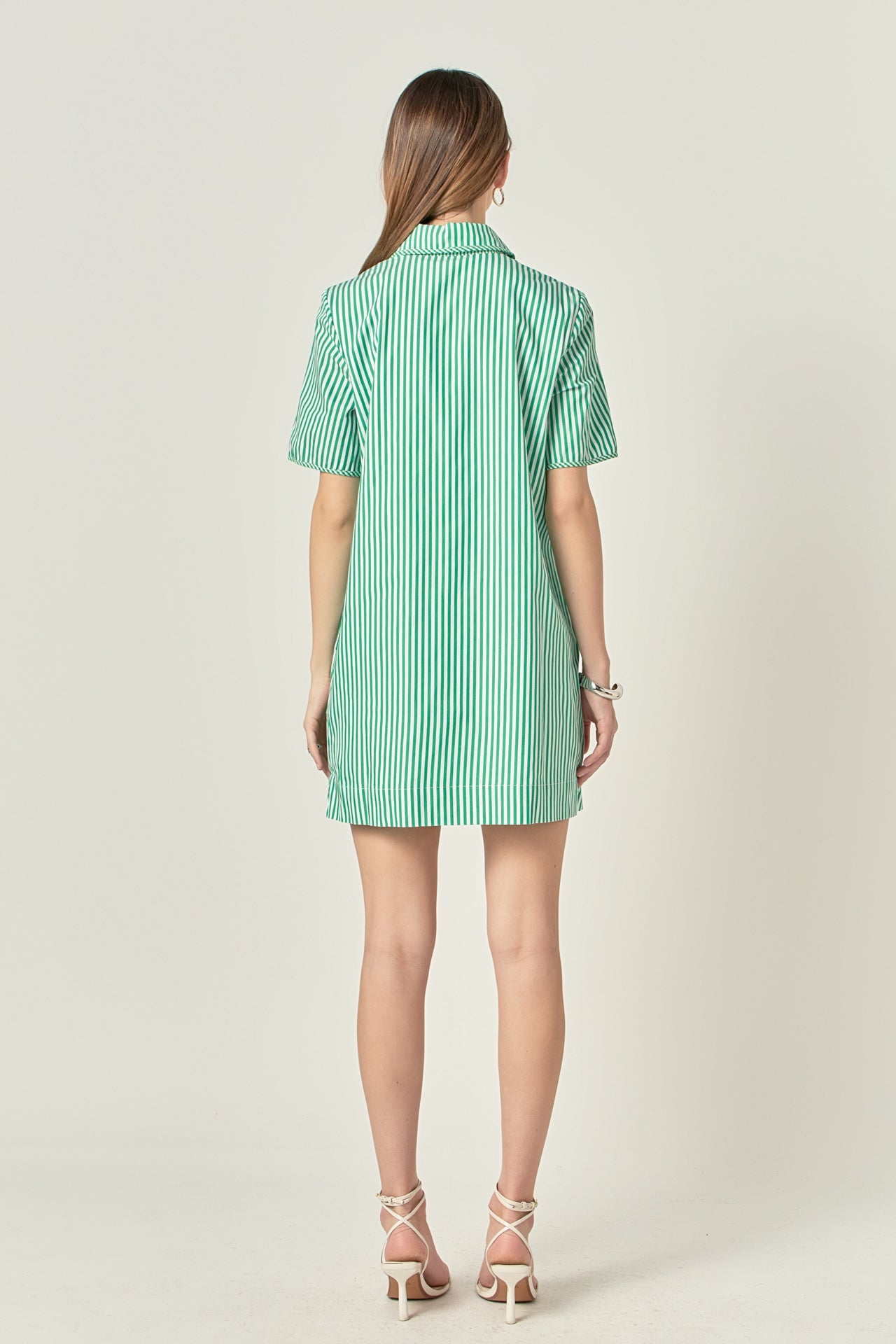 Striped Binded Wide Sleeve Mini Dress
