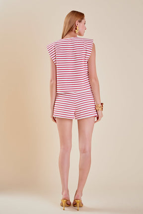 ENGLISH FACTORY - Stripe Knit Shorts - SHORTS available at Objectrare
