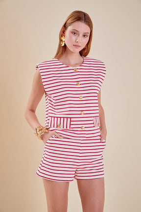 ENGLISH FACTORY - Stripe Knit Shorts - SHORTS available at Objectrare