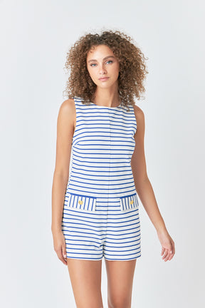 ENGLISH FACTORY - Stripe Knit Romper - ROMPERS available at Objectrare