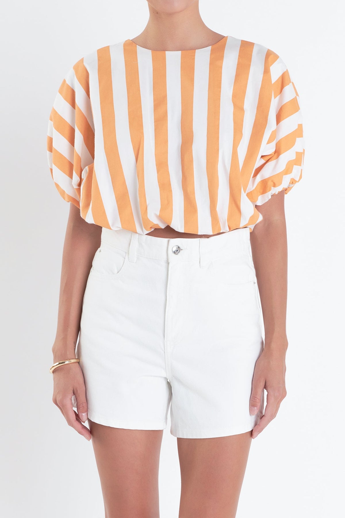 ENGLISH FACTORY - Striped Blouson Top - TOPS available at Objectrare