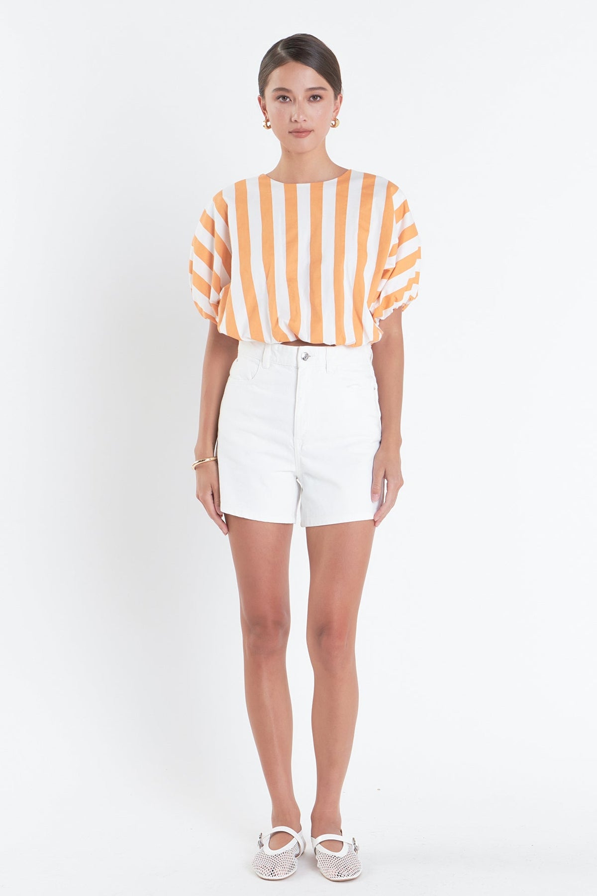 ENGLISH FACTORY - Striped Blouson Top - TOPS available at Objectrare