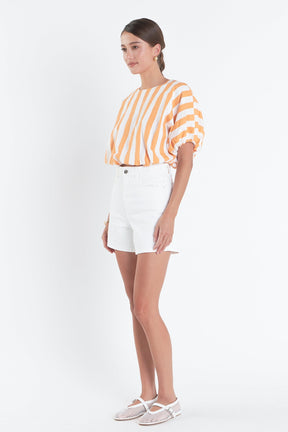 ENGLISH FACTORY - Striped Blouson Top - TOPS available at Objectrare