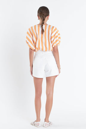 ENGLISH FACTORY - Striped Blouson Top - TOPS available at Objectrare