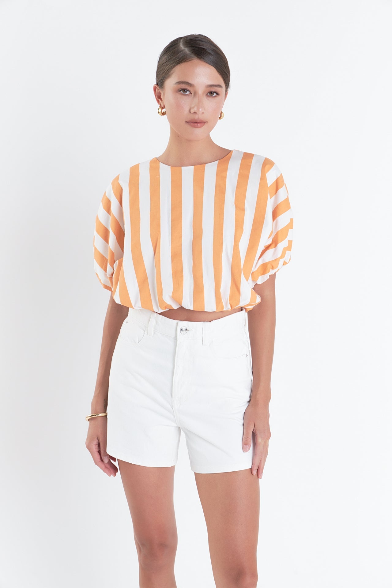ENGLISH FACTORY - Striped Blouson Top - TOPS available at Objectrare
