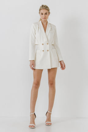 ENDLESS ROSE - Open Back Blazer Romper - ROMPERS available at Objectrare