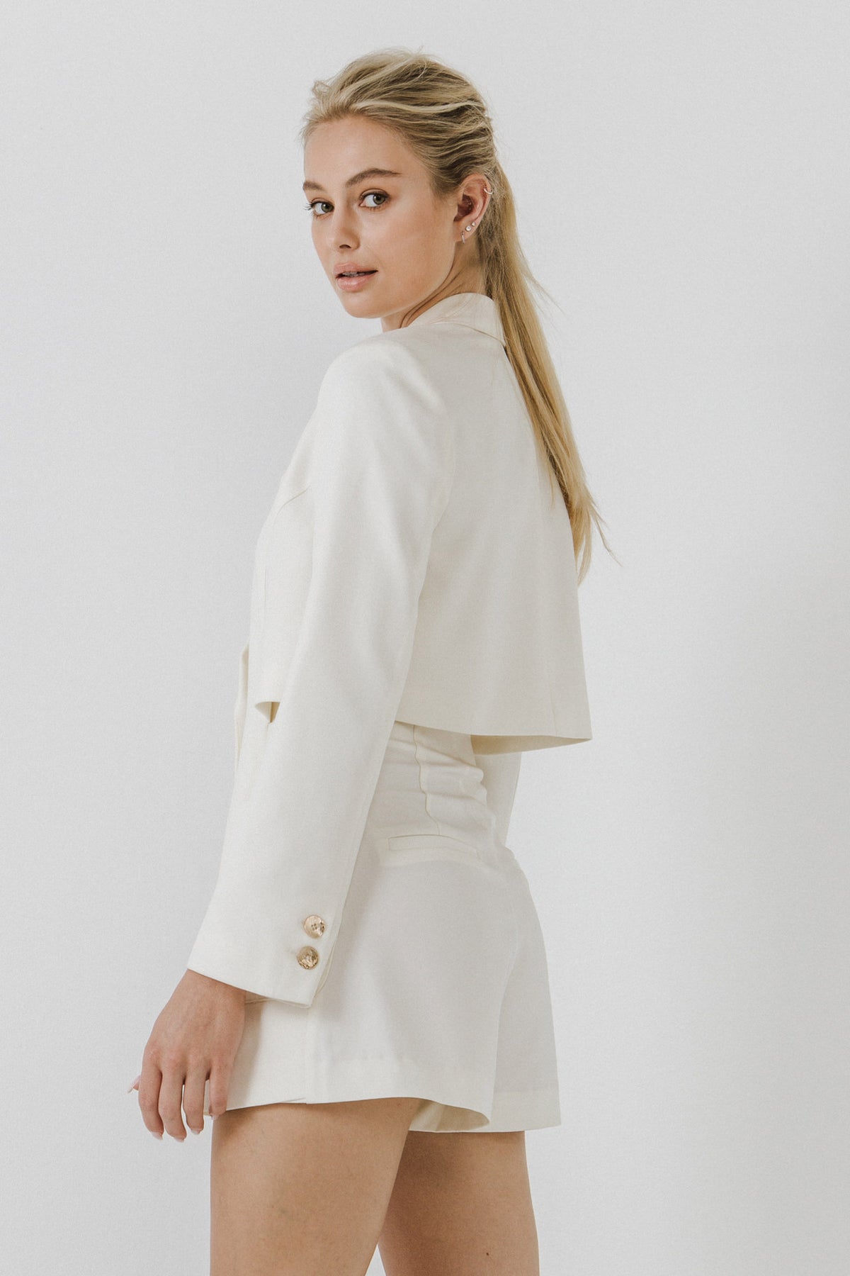ENDLESS ROSE - Open Back Blazer Romper - ROMPERS available at Objectrare