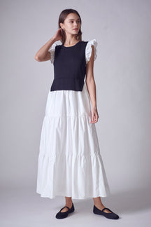 ENGLISH FACTORY - Mixed Media Sleeveless Maxi Dress - DRESSES available at Objectrare