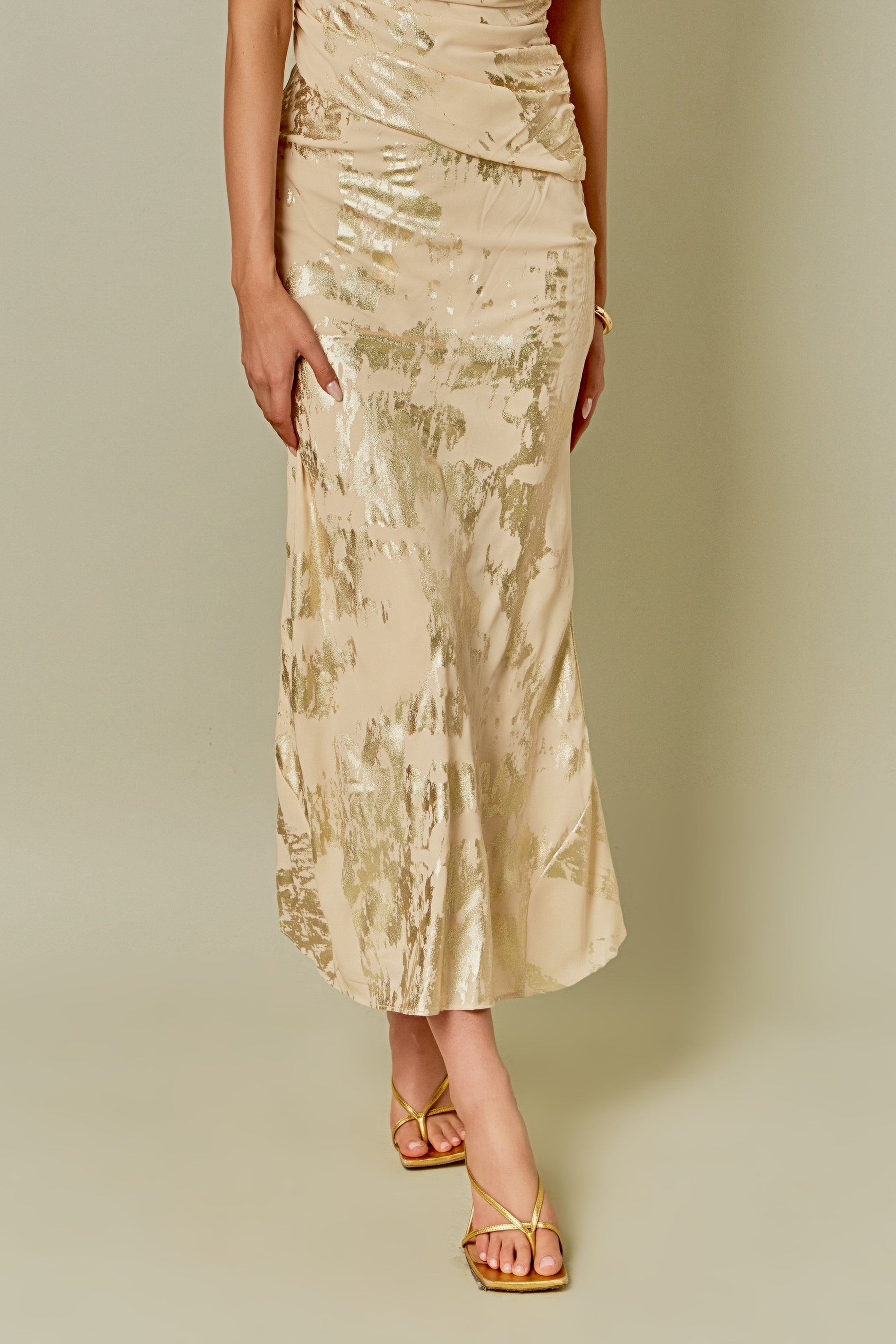 ENDLESS ROSE - Printed Foil Maxi Skirt - SKIRTS available at Objectrare