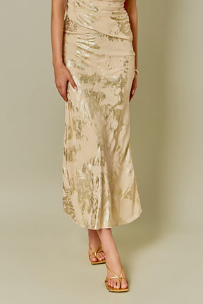 ENDLESS ROSE - Printed Foil Maxi Skirt - SKIRTS available at Objectrare