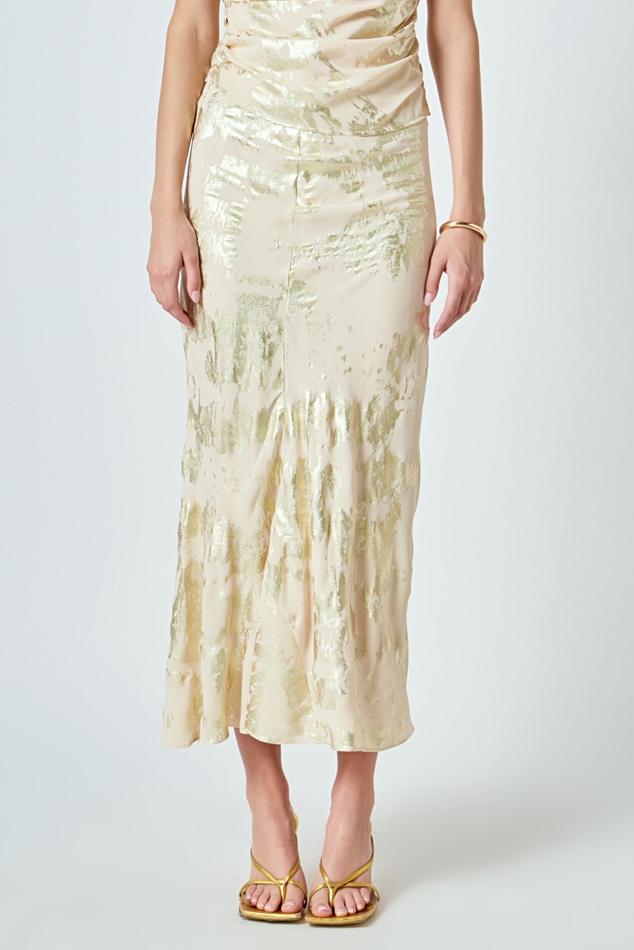 ENDLESS ROSE - Printed Foil Maxi Skirt - SKIRTS available at Objectrare