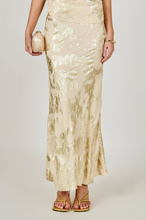 ENDLESS ROSE - Printed Foil Maxi Skirt - SKIRTS available at Objectrare