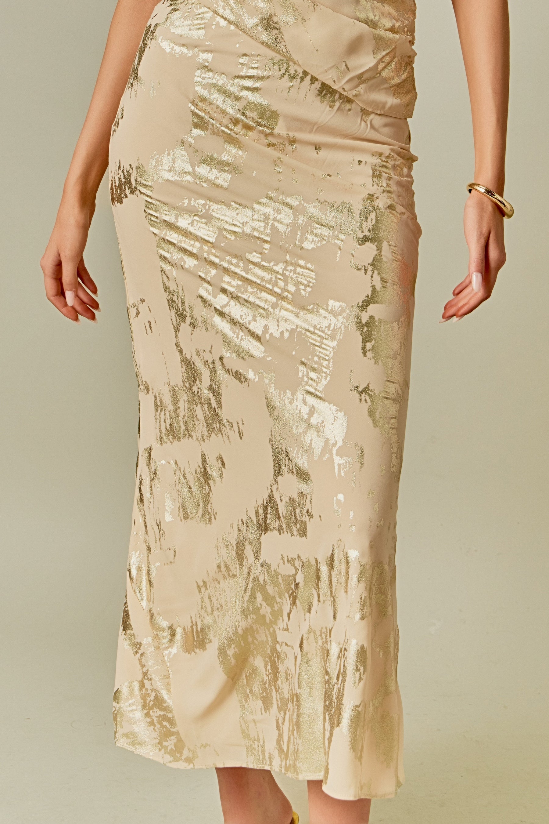 ENDLESS ROSE - Printed Foil Maxi Skirt - SKIRTS available at Objectrare