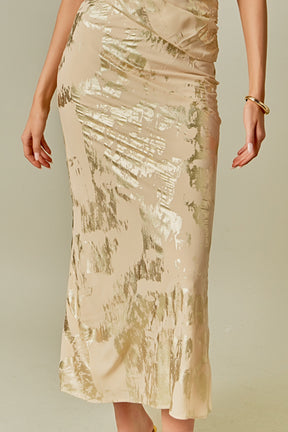 ENDLESS ROSE - Printed Foil Maxi Skirt - SKIRTS available at Objectrare