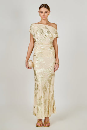 ENDLESS ROSE - Printed Foil Maxi Skirt - SKIRTS available at Objectrare