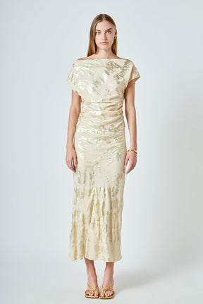 ENDLESS ROSE - Printed Foil Maxi Skirt - SKIRTS available at Objectrare
