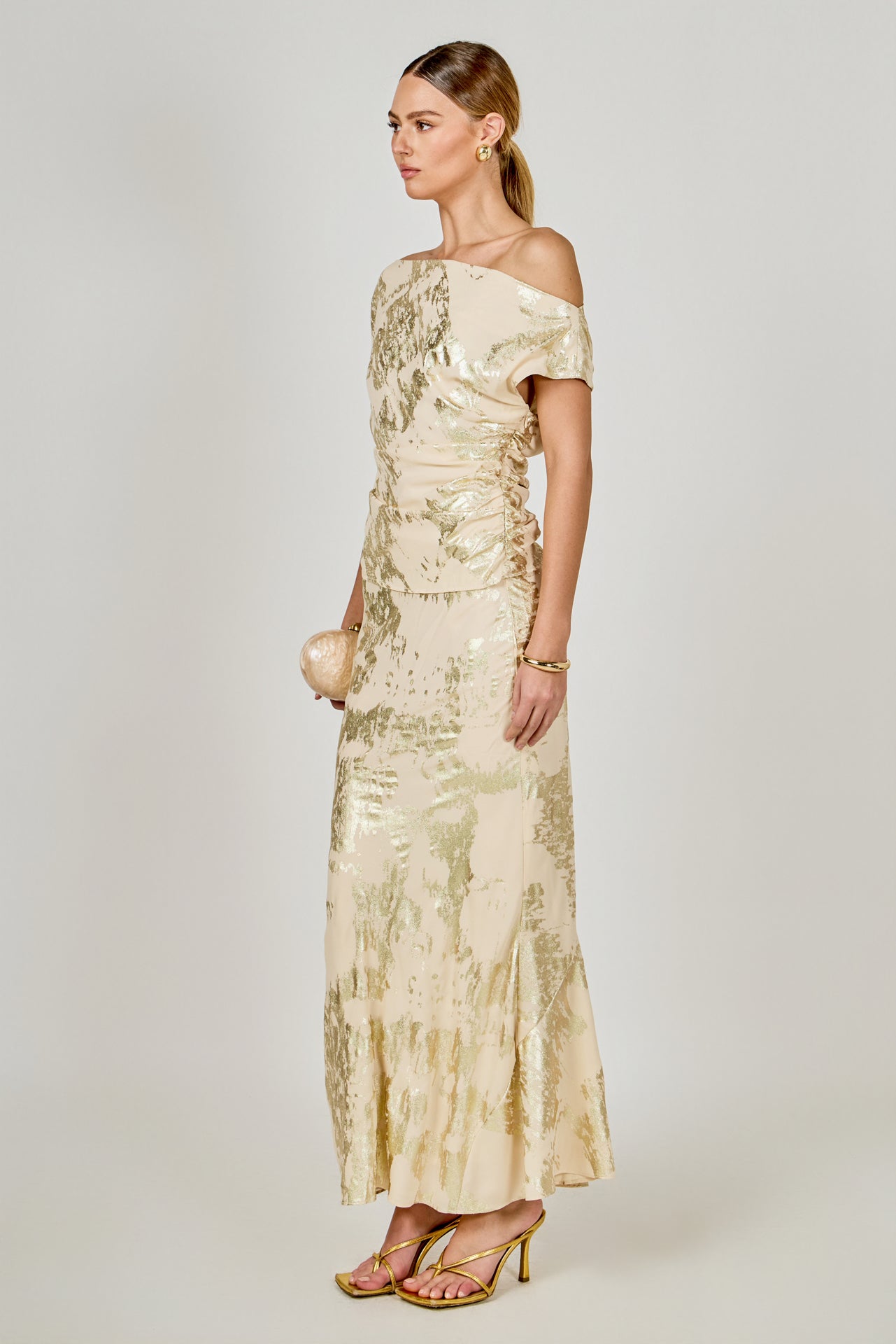 ENDLESS ROSE - Printed Foil Maxi Skirt - SKIRTS available at Objectrare