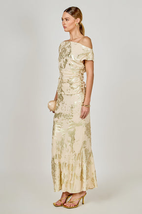 ENDLESS ROSE - Printed Foil Maxi Skirt - SKIRTS available at Objectrare