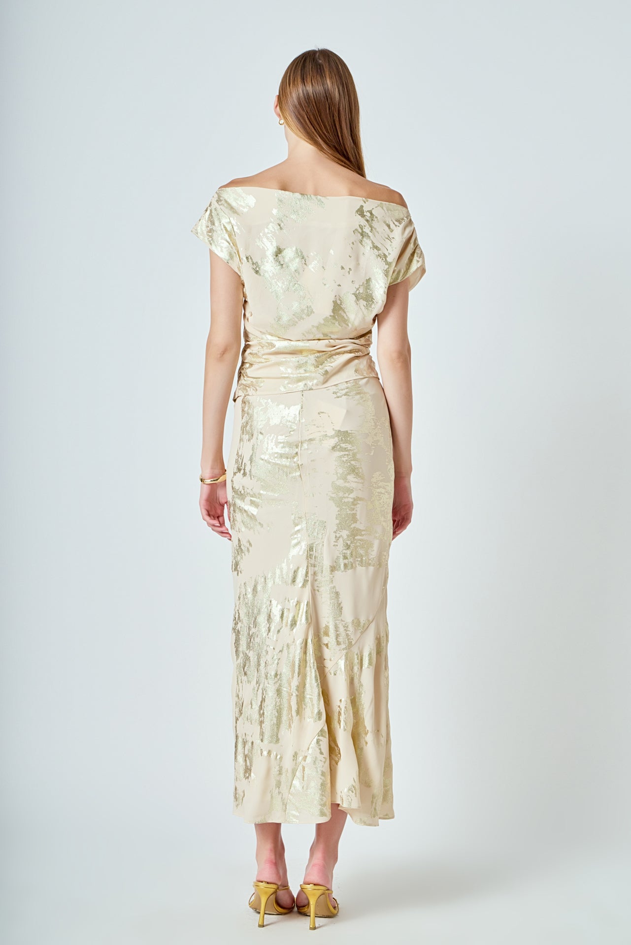 ENDLESS ROSE - Printed Foil Maxi Skirt - SKIRTS available at Objectrare