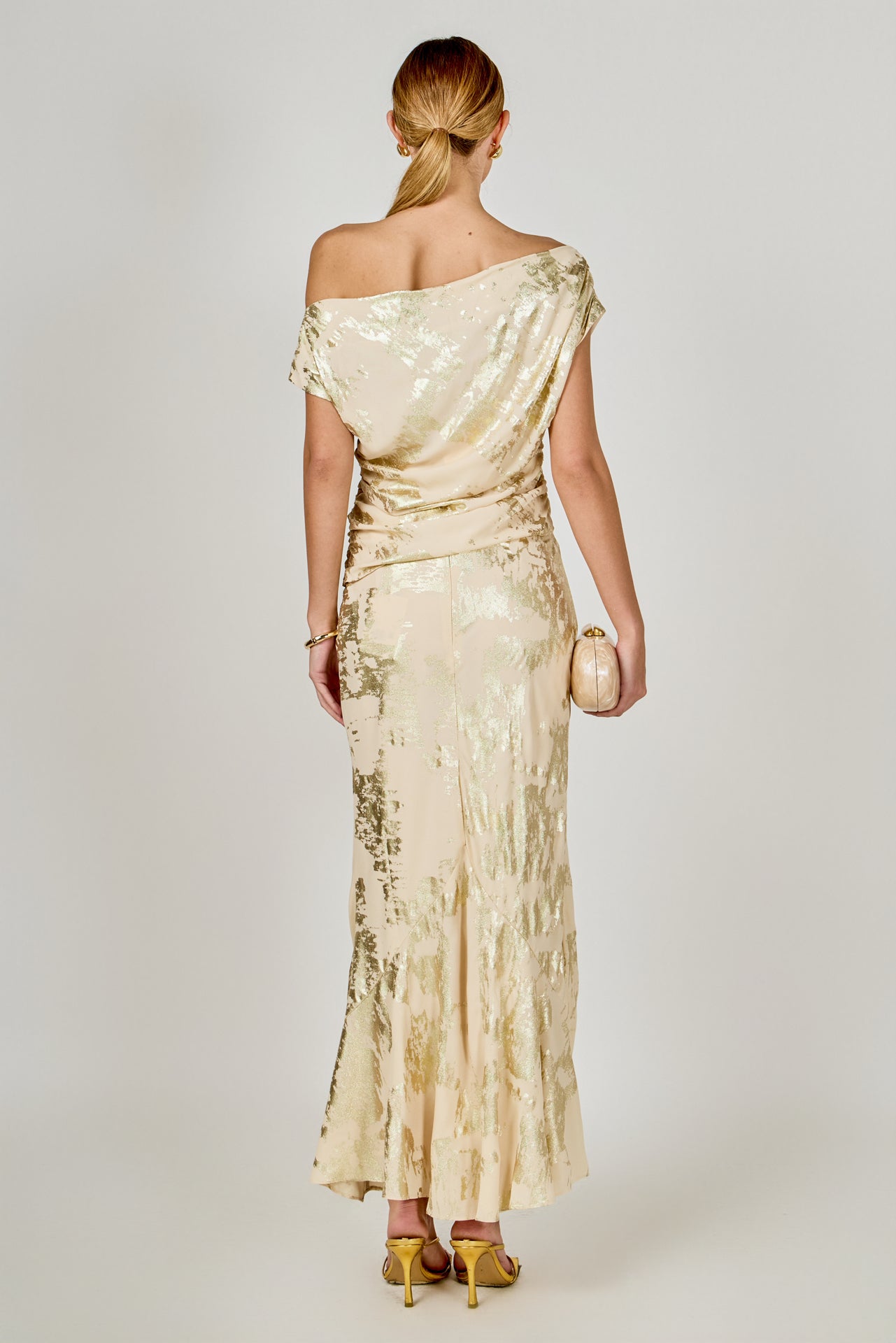 ENDLESS ROSE - Printed Foil Maxi Skirt - SKIRTS available at Objectrare